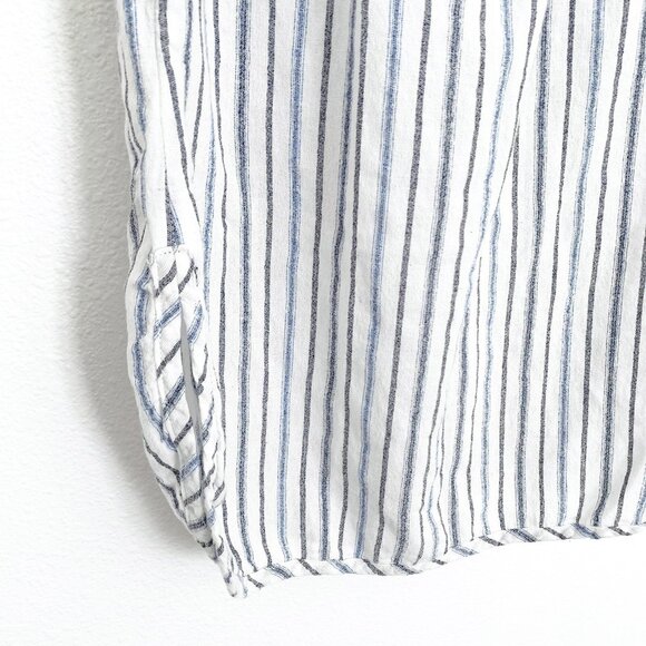 BCBGMAXAZRIA Dress Alexis White Blue Stripe Off The Shoulder Ruffle - Picture 8 of 9